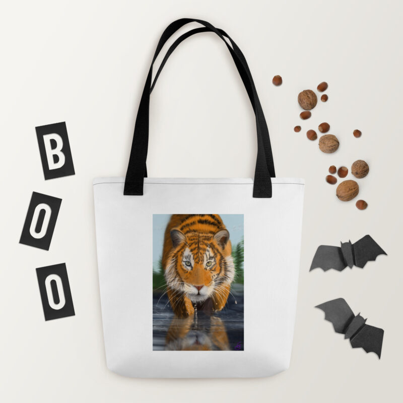 Tiger in water Tote bag