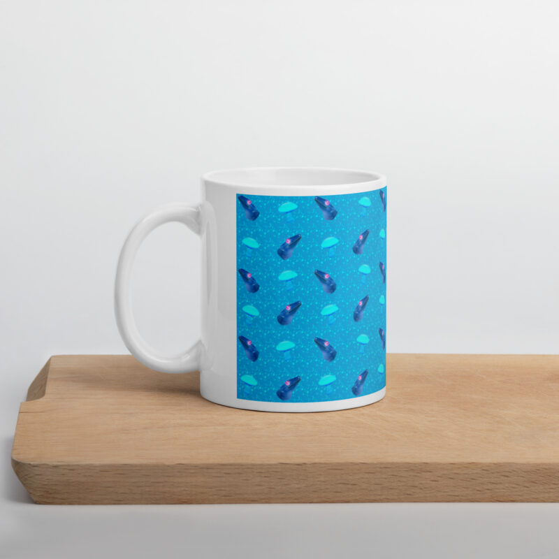 Neon Blue Gecko Mushroom Mug - Image 2