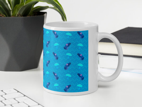 Neon Blue Gecko Mushroom Mug