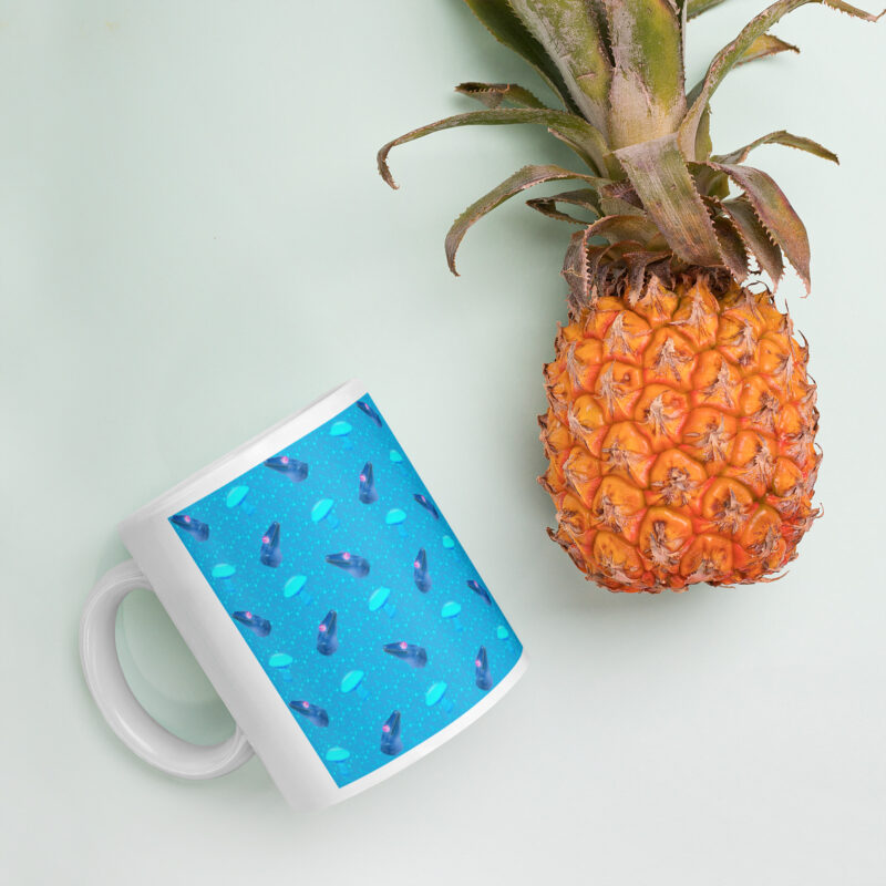 Neon Blue Gecko Mushroom Mug - Image 4