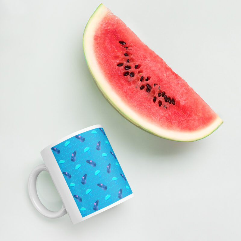 Neon Blue Gecko Mushroom Mug - Image 5