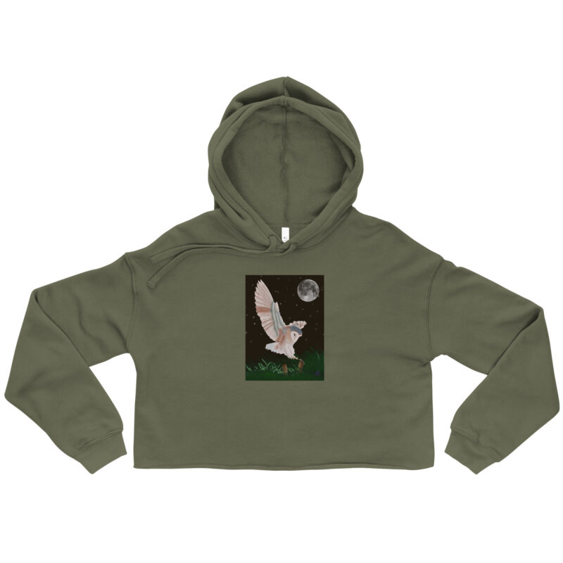 Barn Owl in Flight Crop Hoodie - Image 2