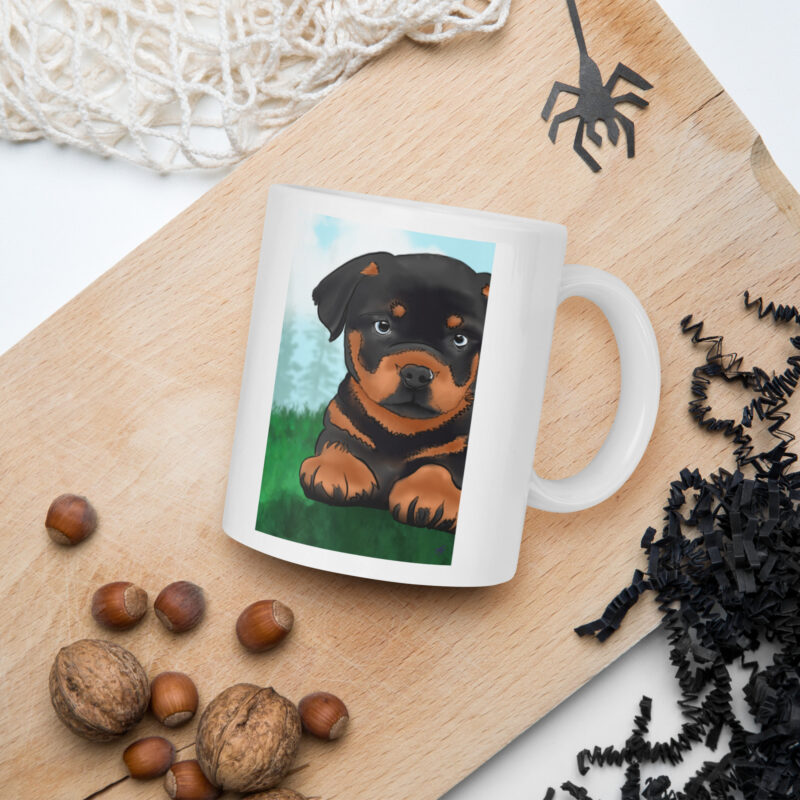 Rottie White glossy mug