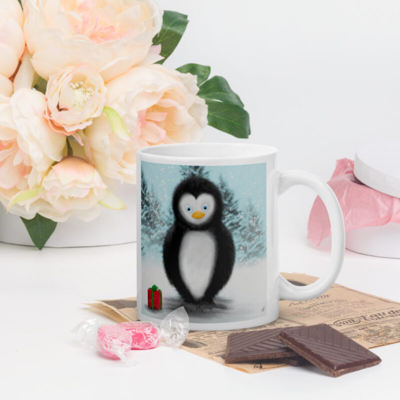 Christmas Penguin White glossy mug