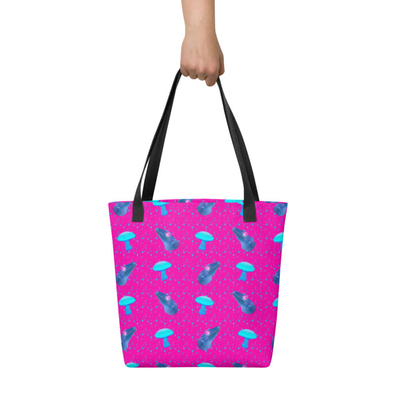 Neon pink gecko Tote bag