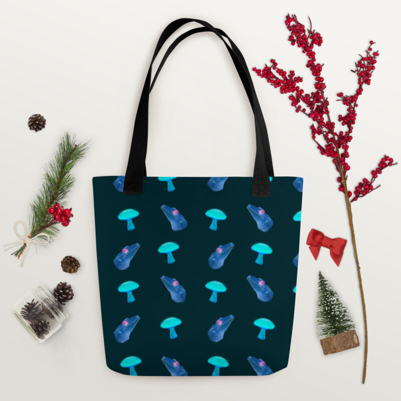 Dark blue neon gecko Tote bag