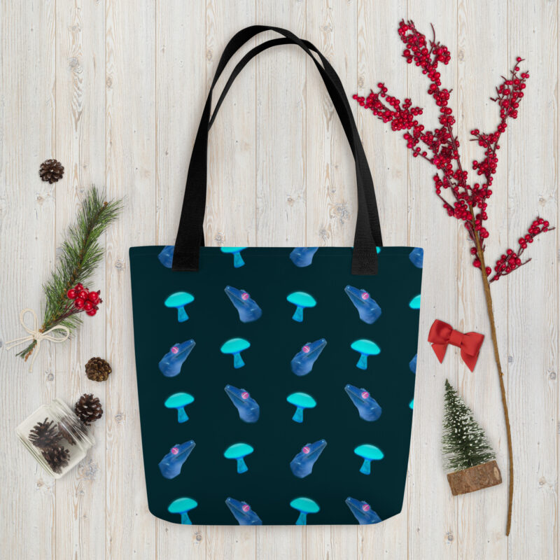 Dark blue neon gecko Tote bag - Image 4