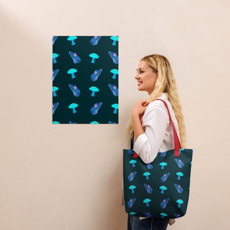 Dark blue neon gecko Tote bag - Image 2