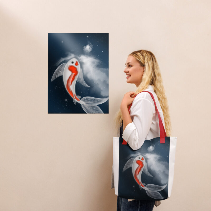 Koi swimming in the stars Tote bag - Image 3