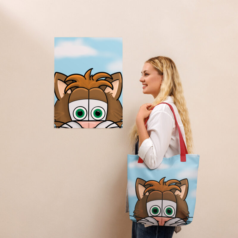 Cartoon cat face Tote bag - Image 3