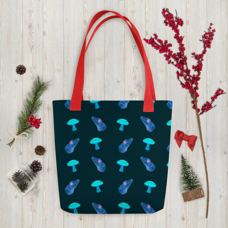 Dark blue neon gecko Tote bag - Image 5