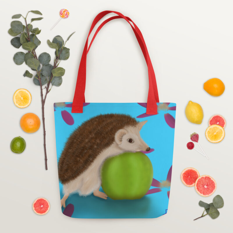 Hedgehog with Apple Tote bag