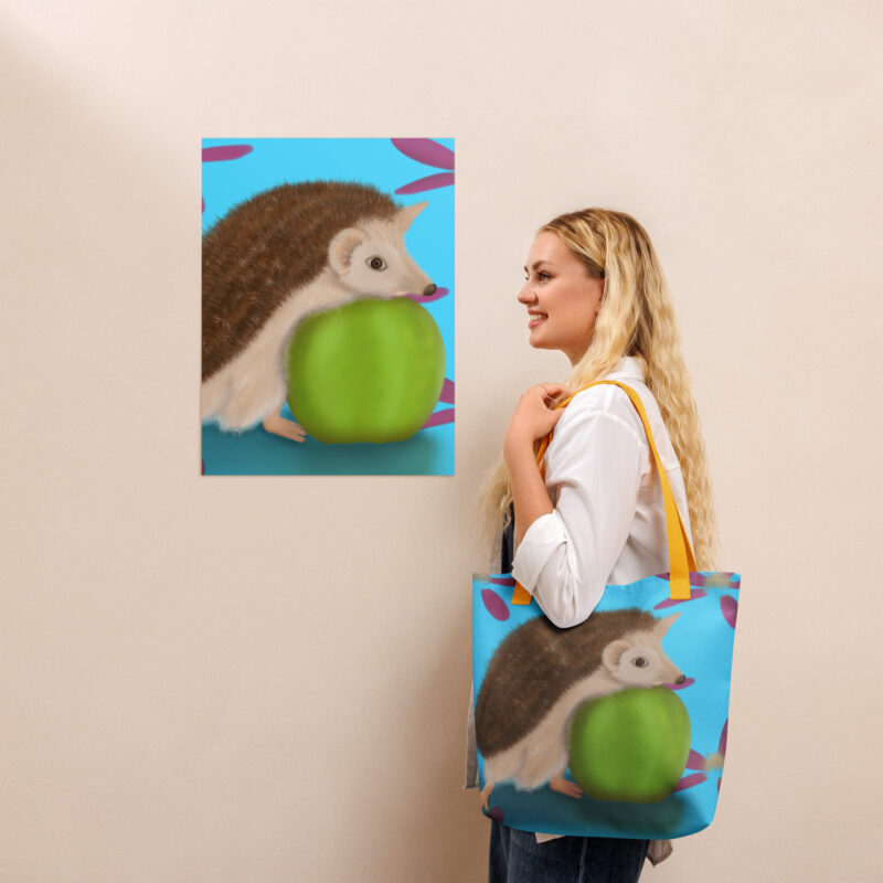 Hedgehog with Apple Tote bag - Image 3