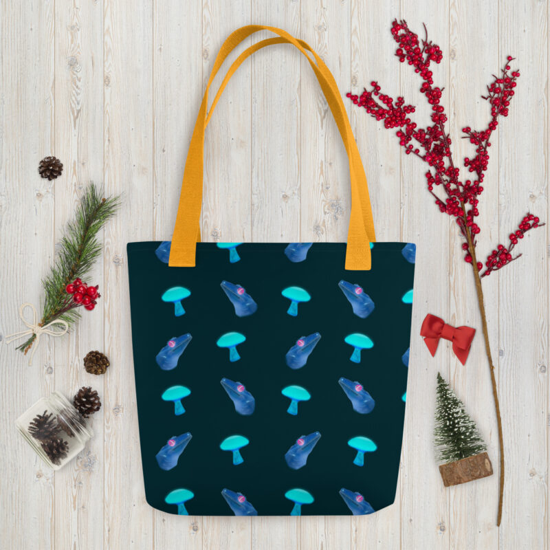 Dark blue neon gecko Tote bag - Image 7