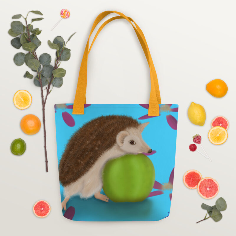 Hedgehog with Apple Tote bag - Image 7