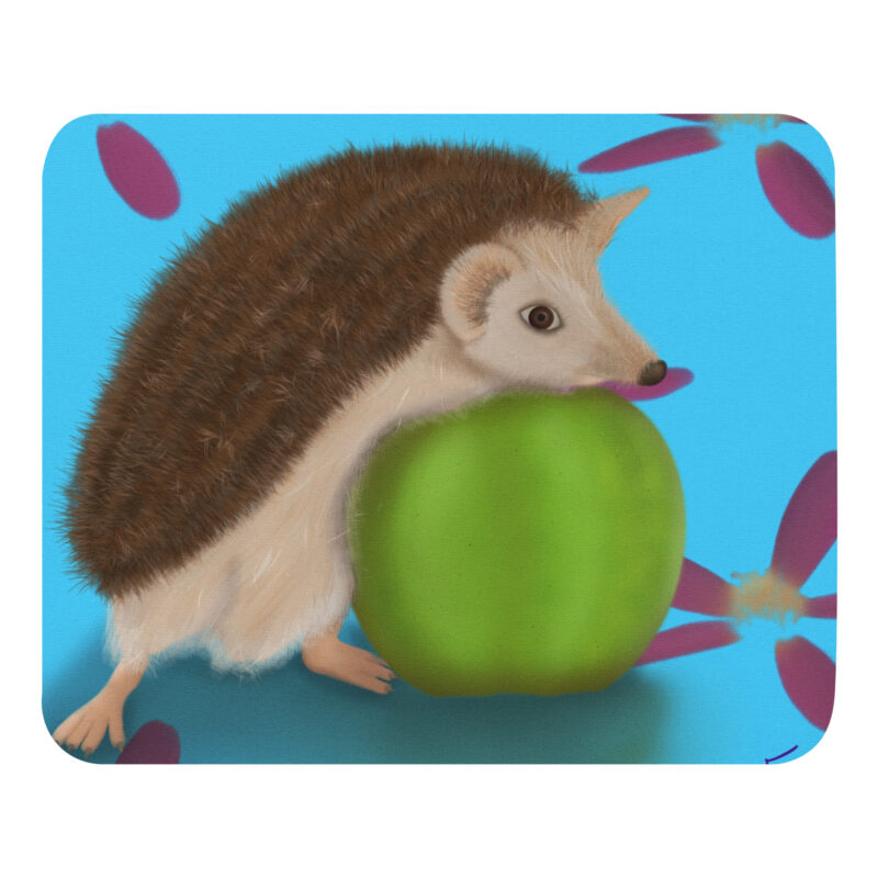 Hedgehog with Apple Mouse pad