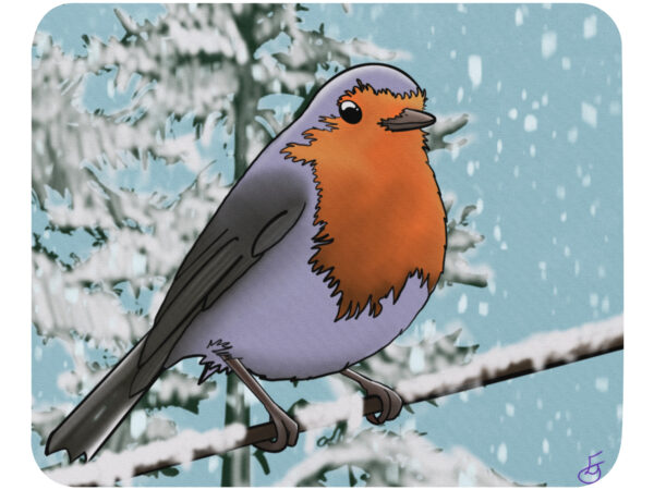 Winter robin Mouse pad