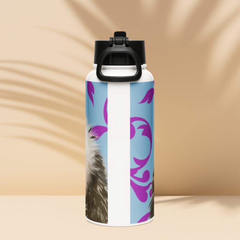 Hedgehog belly Stainless steel water bottle with a straw lid - Image 4