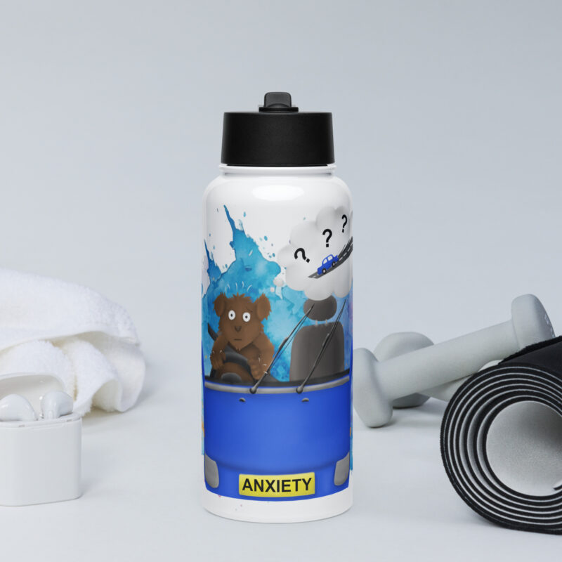 Driving Anxiety Stainless steel water bottle with a straw lid