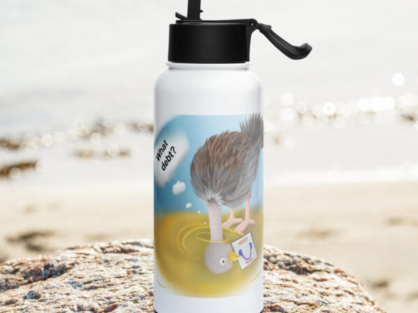 Head in sand Stainless steel water bottle with a straw lid