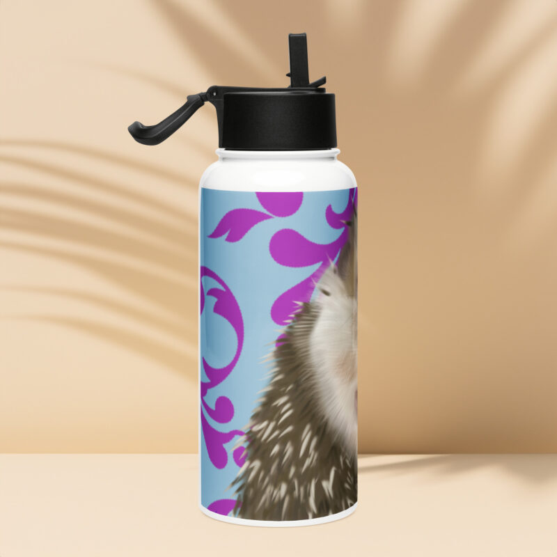 Hedgehog belly Stainless steel water bottle with a straw lid - Image 2