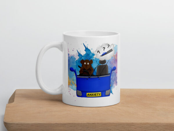 Driving Anxiety White glossy mug