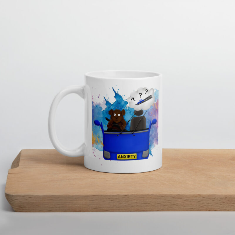 Driving Anxiety White glossy mug