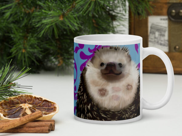 Hedgehog belly White glossy mug