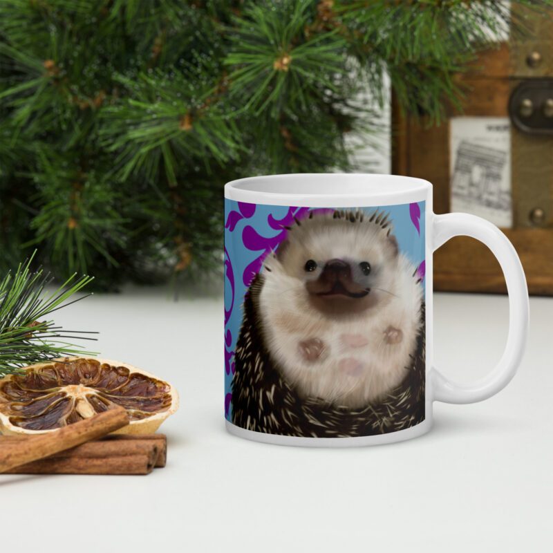 Hedgehog belly White glossy mug