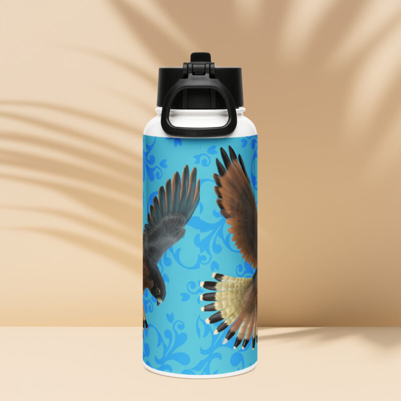 Peregrine falcon Stainless steel water bottle with a straw lid - Image 4