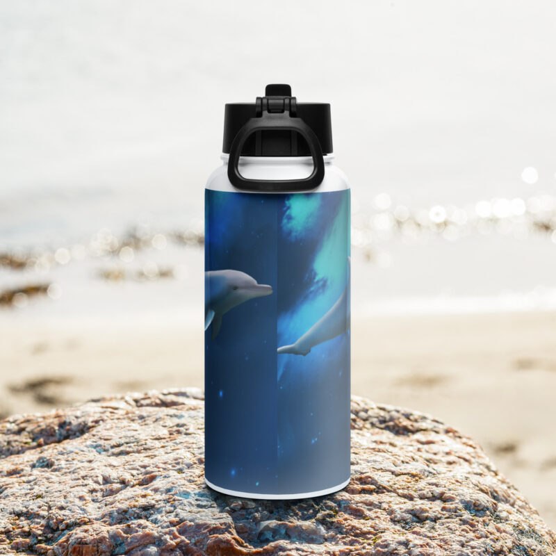 Dolphin Stainless steel water bottle with a straw lid - Image 4