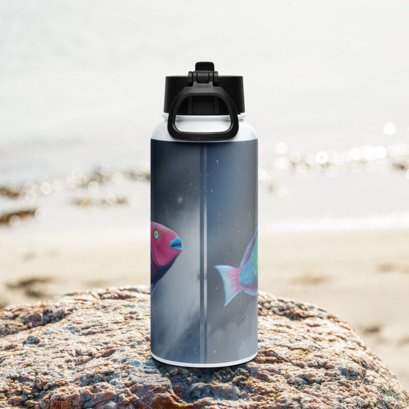 Parrot Fish Stainless steel water bottle with a straw lid - Image 4