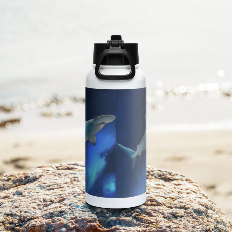 Hammerhead shark Stainless steel water bottle with a straw lid - Image 4