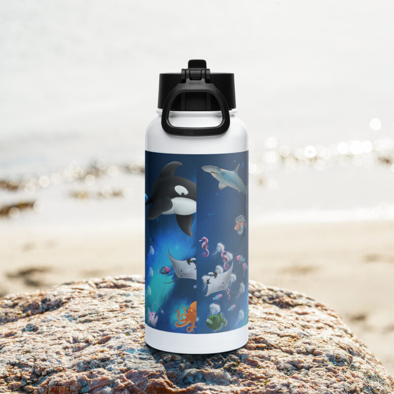 Ocean within the stars Stainless steel water bottle with a straw lid - Image 4