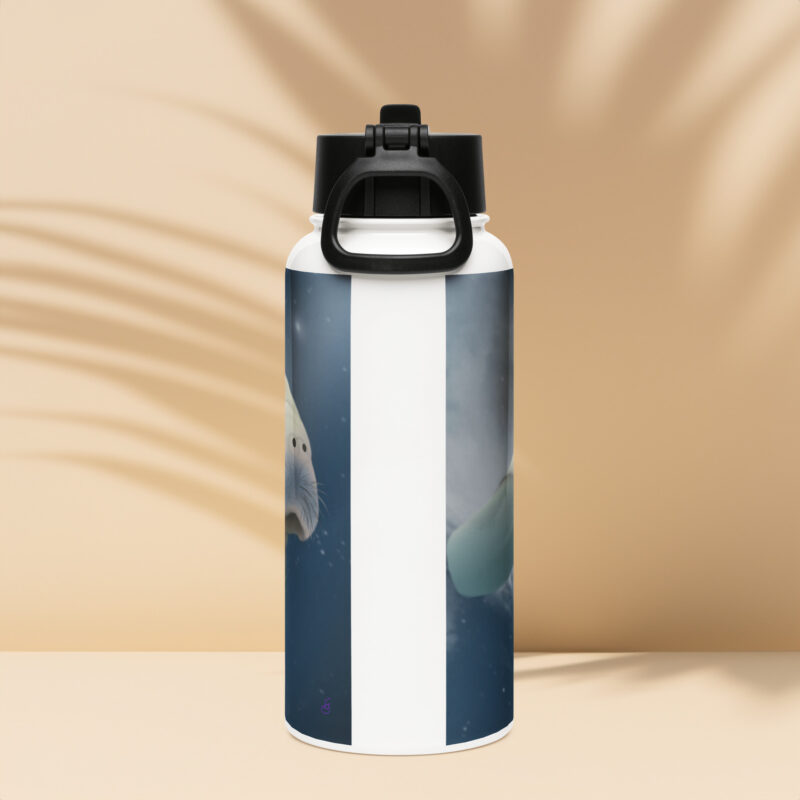 Manatee Stainless steel water bottle with a straw lid - Image 4