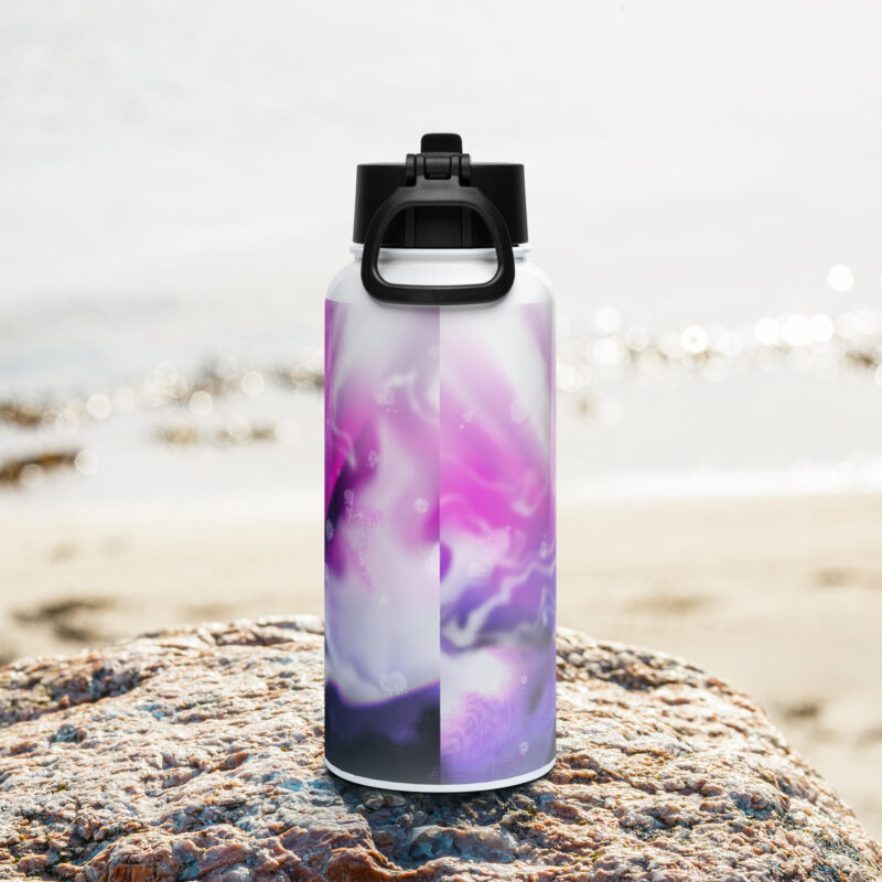 Pink abstract 3 Stainless steel water bottle with a straw lid - Image 4