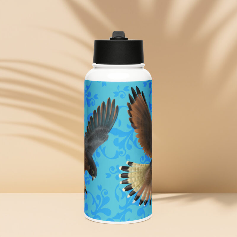 Peregrine falcon Stainless steel water bottle with a straw lid - Image 3