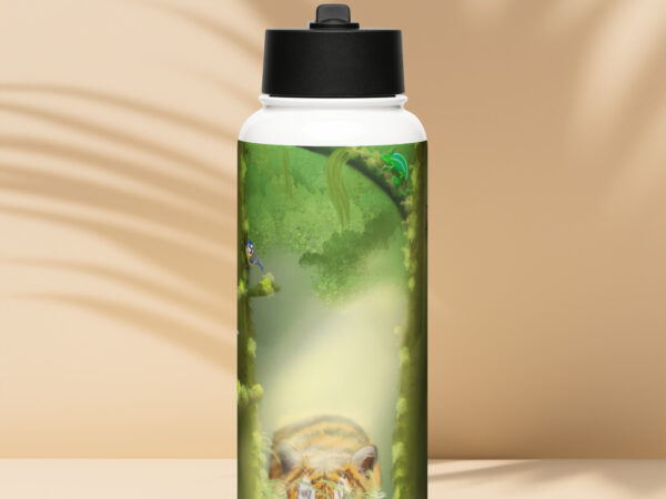 Forest Creatures Stainless steel water bottle with a straw lid