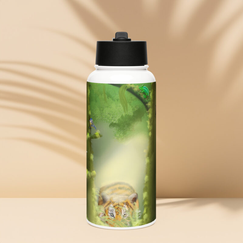 Forest Creatures Stainless steel water bottle with a straw lid