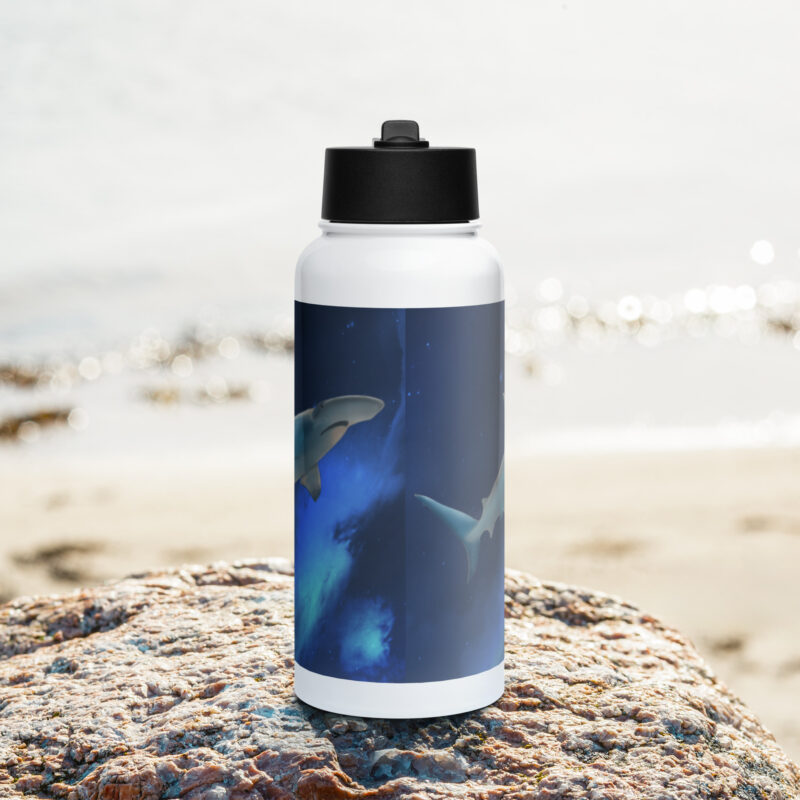 Hammerhead shark Stainless steel water bottle with a straw lid - Image 3