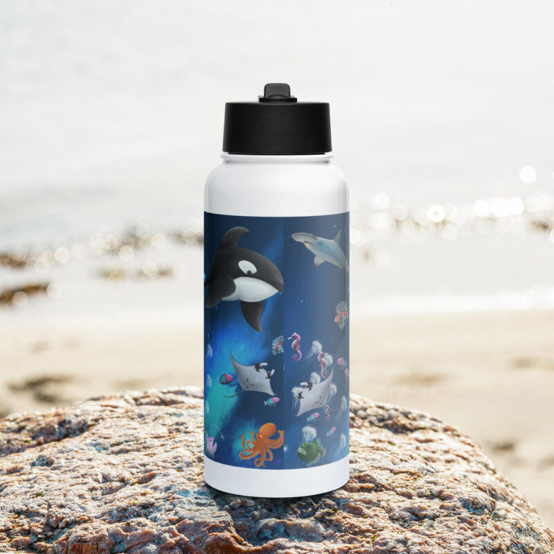 Ocean within the stars Stainless steel water bottle with a straw lid - Image 3