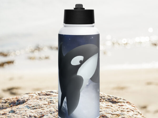 Killer whale Stainless steel water bottle with a straw lid