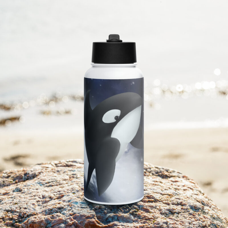Killer whale Stainless steel water bottle with a straw lid