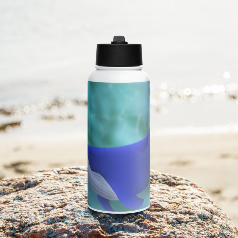 Blue Whale Stainless steel water bottle with a straw lid - Image 3