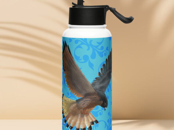Peregrine falcon Stainless steel water bottle with a straw lid