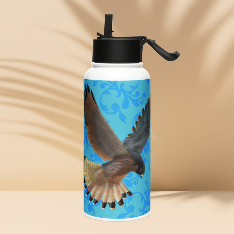 Peregrine falcon Stainless steel water bottle with a straw lid