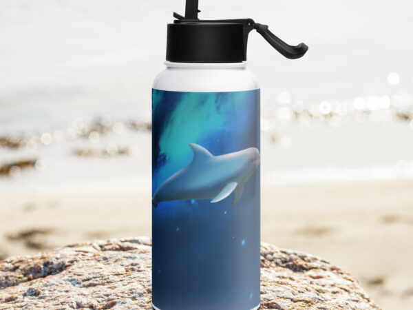 Dolphin Stainless steel water bottle with a straw lid