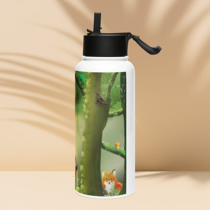 Forest Creatures Stainless steel water bottle with a straw lid - Image 3