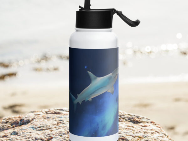 Hammerhead shark Stainless steel water bottle with a straw lid