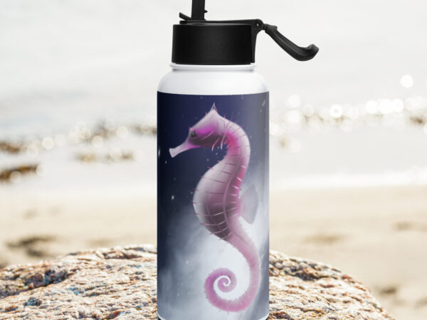 Seahorse Stainless steel water bottle with a straw lid